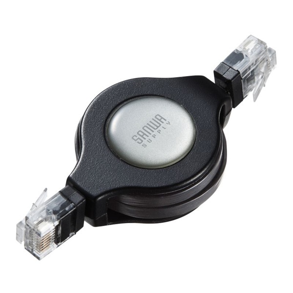 サンワサプライ 自動巻取りLANケーブル カテゴリ5e 1.2m KB-MK15BKN 1個（ご注文単位1個）【直送品】