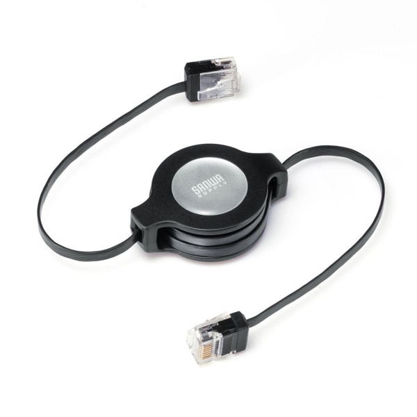 サンワサプライ 自動巻取りLANケーブル カテゴリ5e 1.2m KB-MK15BKN 1個(ご注文単位1個)【直送品】