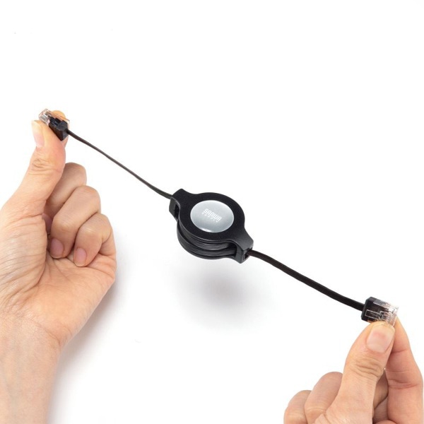 サンワサプライ 自動巻取りLANケーブル カテゴリ5e 1.2m KB-MK15BKN 1個(ご注文単位1個)【直送品】