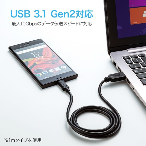サンワサプライ USB TypeC-Aケーブル 3.1Gen2対応 1m ブラック KU31-CA10 1個（ご注文単位1個）【直送品】