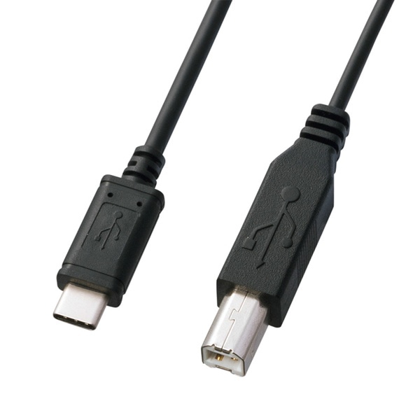 サンワサプライ USB2.0 TypeC-Bケーブル 2m ブラック KU-CB20 1個(ご注文単位1個)【直送品】