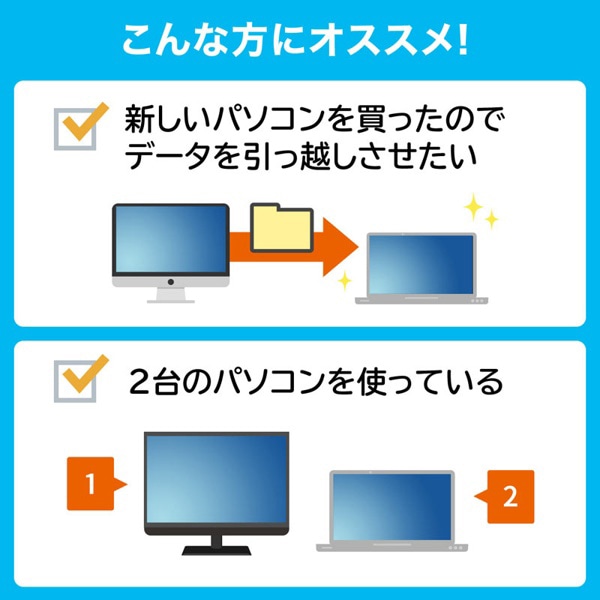 サンワサプライ リンクケーブル ドラッグ&ドロップ対応 Type-C KB-USB-LINK5 1個（ご注文単位1個）【直送品】
