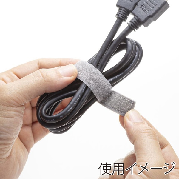 サンワサプライ ケーブルタイ 面ファスナー グレー 6本入 CA-651GYN 1個（ご注文単位1個）【直送品】