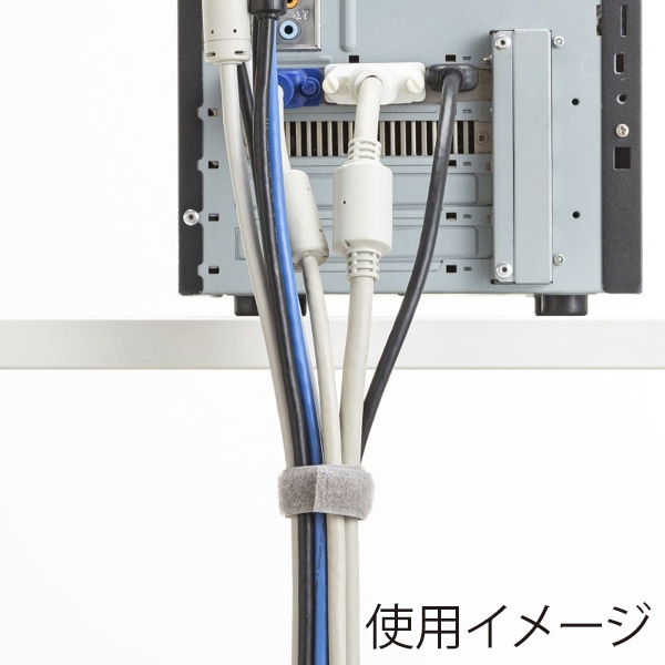 サンワサプライ ケーブルタイ 面ファスナー グレー 6本入 CA-651GYN 1個（ご注文単位1個）【直送品】
