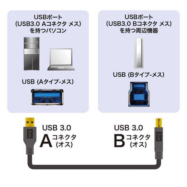 サンワサプライ USB3.0ケーブル 5Gbps対応 1m ブラック KU30-10BKK 1個（ご注文単位1個）【直送品】