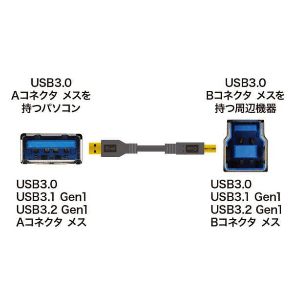 サンワサプライ USB3.0ケーブル 5Gbps対応 1m ブラック KU30-10BKK 1個（ご注文単位1個）【直送品】