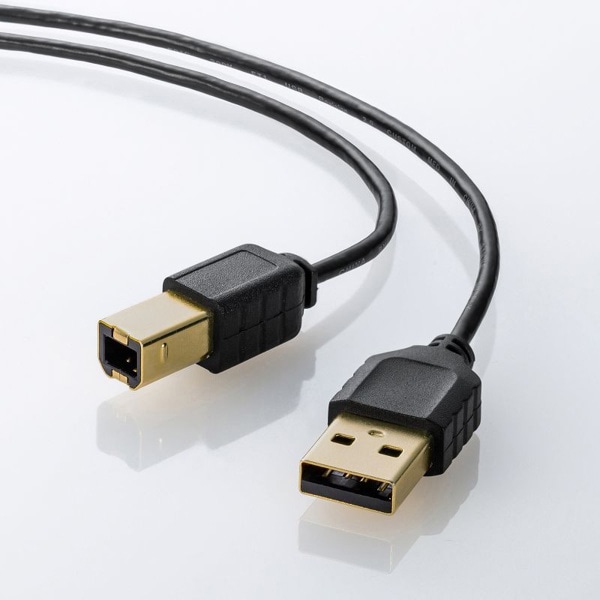 サンワサプライ 極細USBケーブル USB2.0 A-Bタイプ 0.5m ブラック KU20-SL05BKK 1個（ご注文単位1個）【直送品】