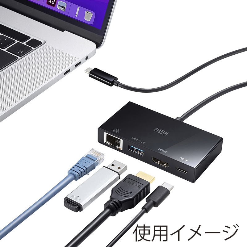 サンワサプライ USB Type-C マルチ変換アダプタ AD-ALCMHL1BK 1個(ご注文単位1個)【直送品】