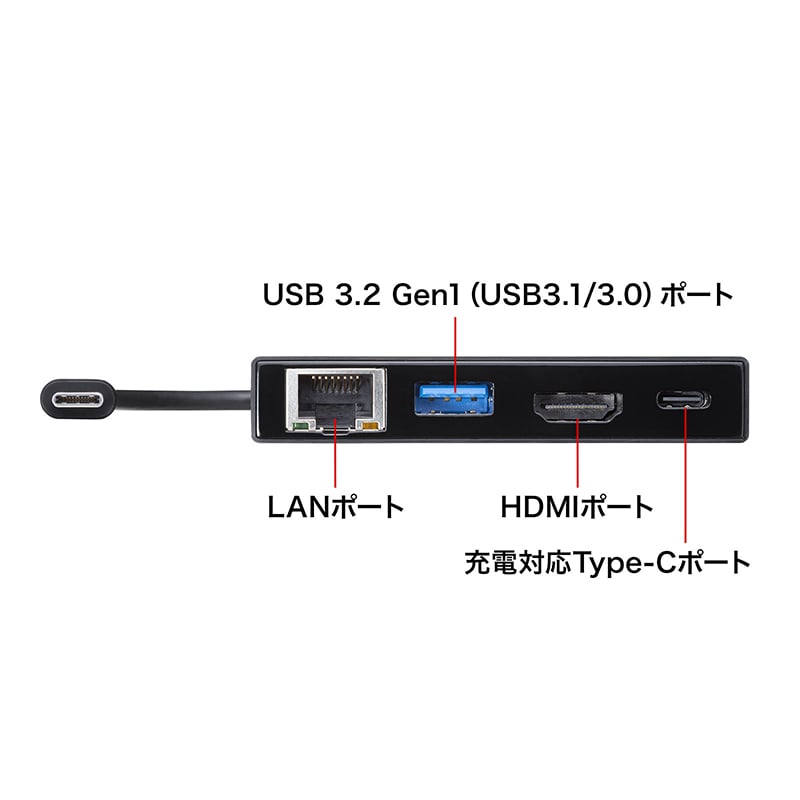 サンワサプライ USB Type-C マルチ変換アダプタ AD-ALCMHL1BK 1個(ご注文単位1個)【直送品】