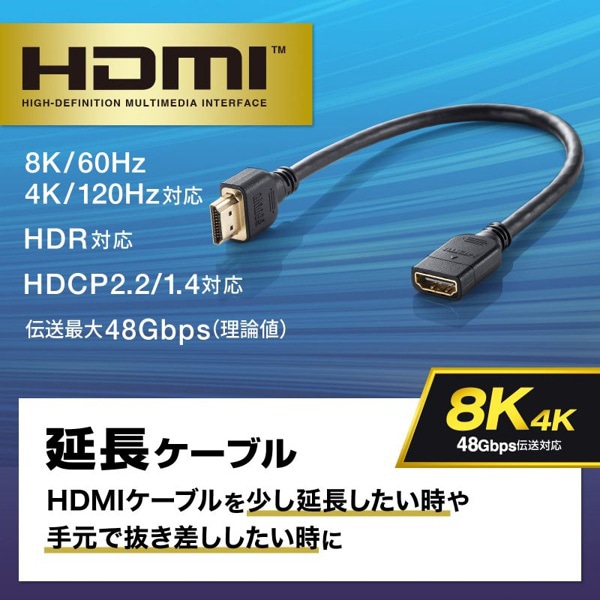 サンワサプライ HDMI延長ケーブル 0.3m KM-HD20-UEN03 1個（ご注文単位1個）【直送品】