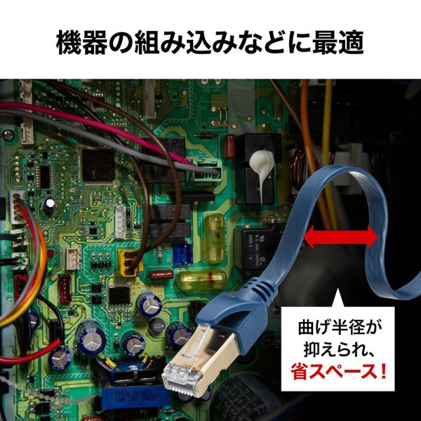 サンワサプライ ハンダ産業用LANケーブル カテゴリ6A 1m ネイビーブルー KB-HFL6A-01NV 1個（ご注文単位1個）【直送品】