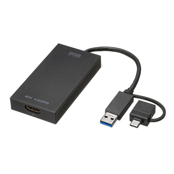 サンワサプライ USB／HDMI ディスプレイアダプタ USB-A・Type-C両対応 USB-CVU3HD4 1個（ご注文単位1個）【直送品】
