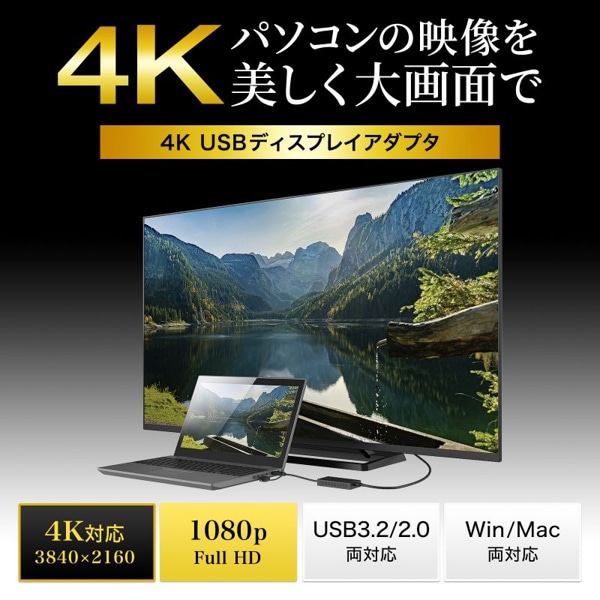サンワサプライ USB／HDMI ディスプレイアダプタ USB-A・Type-C両対応 USB-CVU3HD4 1個（ご注文単位1個）【直送品】