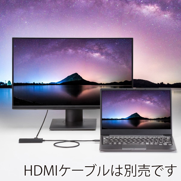 サンワサプライ USB TypeC-HDMI 変換アダプタ 3ポート/4K対応 AD-ALCMST3HD2 1個(ご注文単位1個)【直送品】