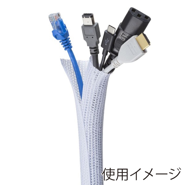 サンワサプライ 編組ケーブルスリーブ ホワイト 2m巻 内寸直径25mm CA-SL25W2 1個(ご注文単位1個)【直送品】