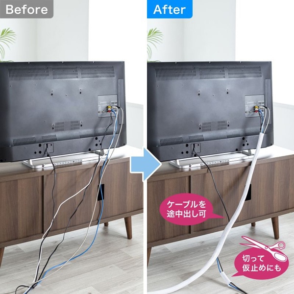 サンワサプライ 編組ケーブルスリーブ ホワイト 2m巻 内寸直径25mm CA-SL25W2 1個(ご注文単位1個)【直送品】