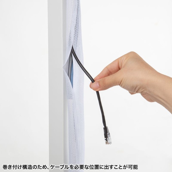 サンワサプライ 編組ケーブルスリーブ ホワイト 2m巻 内寸直径25mm CA-SL25W2 1個(ご注文単位1個)【直送品】