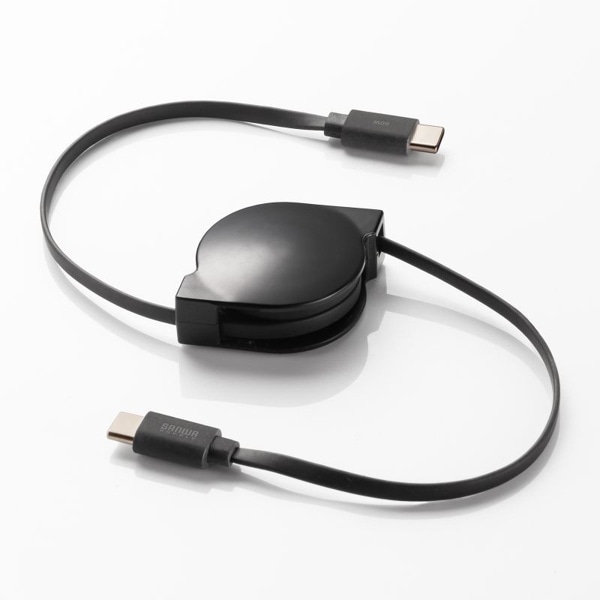 サンワサプライ USB2.0 Type-C 巻取りケーブル 0.8m ブラック KU-CCP60M08BK 1個（ご注文単位1個）【直送品】