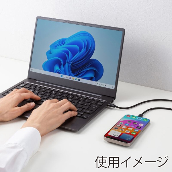サンワサプライ USB Type-C シリコンメッシュケーブル 2m ブラック KU-CCP60SM20BK 1個（ご注文単位1個）【直送品】