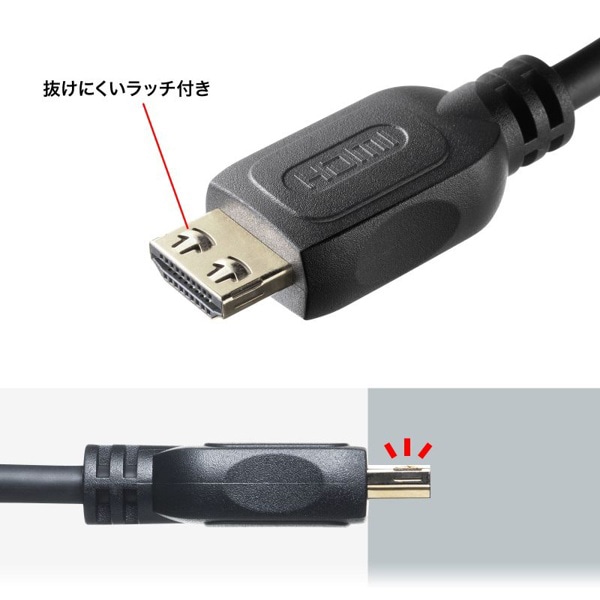 サンワサプライ ラッチロック付きHDMIケーブル 2m KM-HD20-P20L 1個（ご注文単位1個）【直送品】