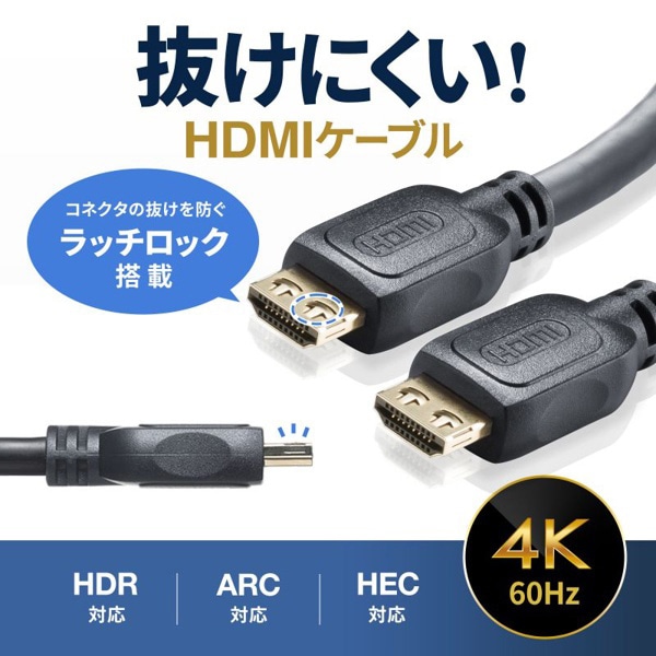 サンワサプライ ラッチロック付きHDMIケーブル 10m KM-HD20-P100L 1個（ご注文単位1個）【直送品】