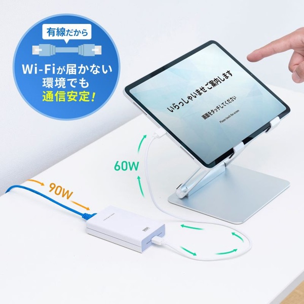 サンワサプライ PoE-USB Type-C変換アダプタ LAN-ADPOEC 1個（ご注文単位1個）【直送品】