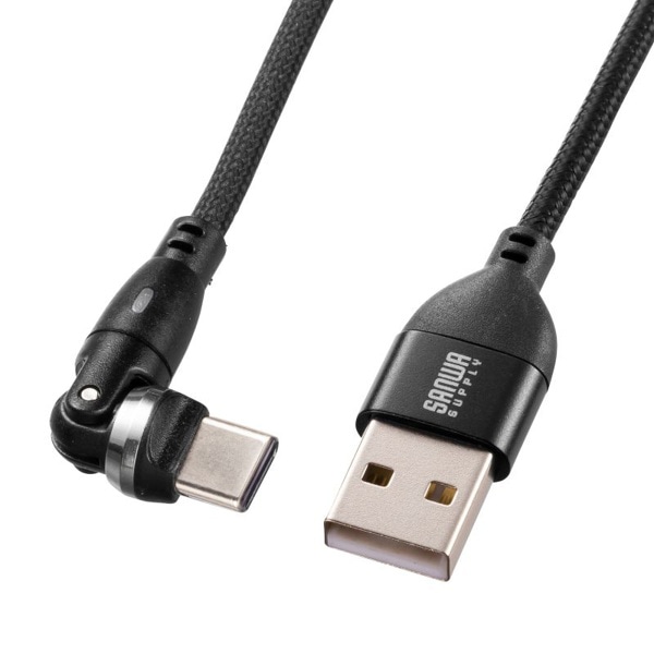 サンワサプライ USB2.0 TypeC-A 回転ケーブル 2m ブラック KU-CAKA20BK 1個（ご注文単位1個）【直送品】