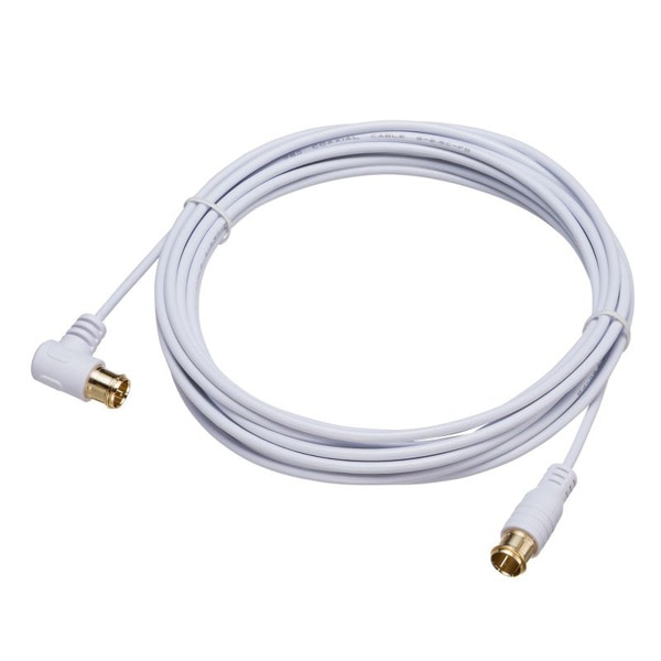 サンワサプライ ごく細アンテナケーブル 片側L字 5m KM-AT26-50W 1個（ご注文単位1個）【直送品】