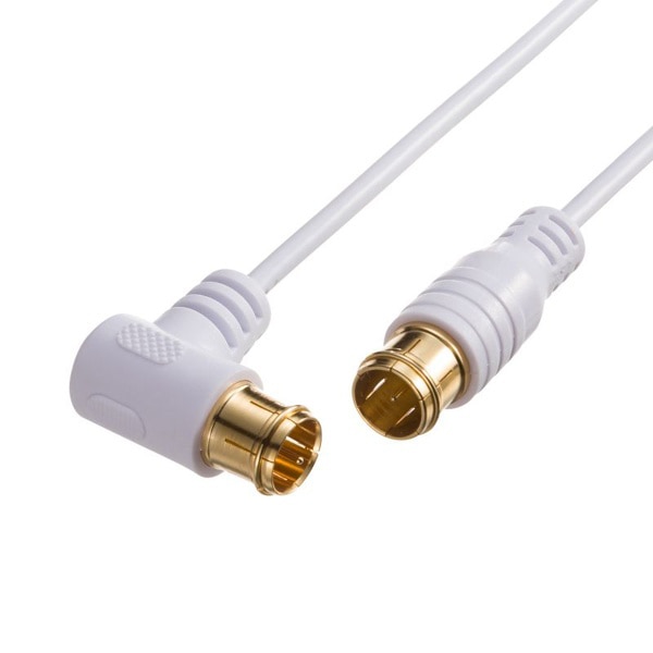 サンワサプライ ごく細アンテナケーブル 片側L字 10m KM-AT26-100W 1個（ご注文単位1個）【直送品】