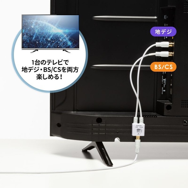 サンワサプライ アンテナ分波器 出力ケーブル 0.2m KM-AT27W-02W 1個（ご注文単位1個）【直送品】