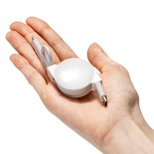 サンワサプライ USB2.0 Type-C 巻き取りケーブル ライトニング変換アダプタ付き ホワイト KB-IPLTCM08W 1個(ご注文単位1個)【直送品】