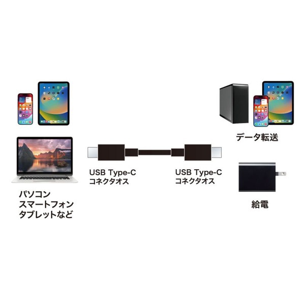 サンワサプライ USB2.0 Type-Cケーブル PD60対応 1.5m ブラック KU-CCP6015BK 1個（ご注文単位1個）【直送品】