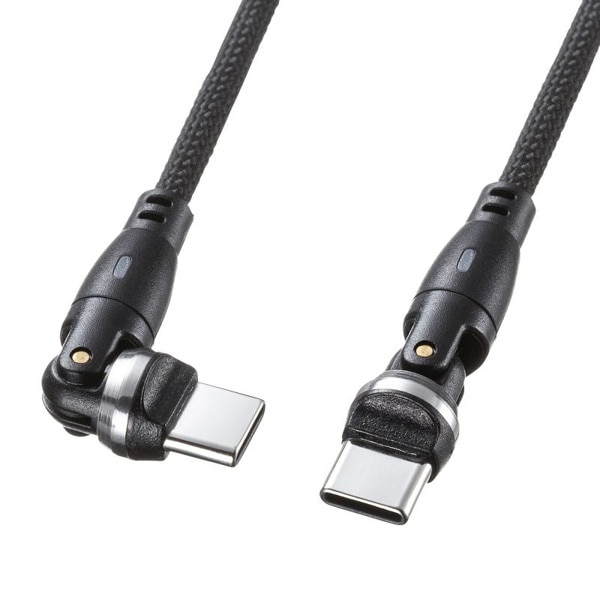 サンワサプライ USB2.0 Type-C 回転ケーブル 1m ブラック KU-CCP100KAW10BK 1個(ご注文単位1個)【直送品】