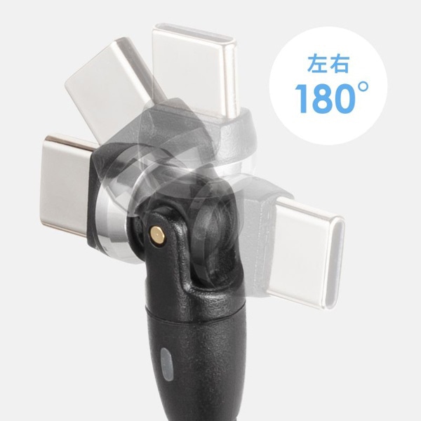 サンワサプライ USB2.0 Type-C 回転ケーブル 1.8m ブラック KU-CCP100KAW18BK 1個(ご注文単位1個)【直送品】