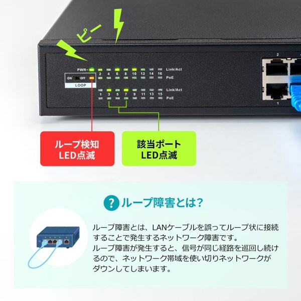 サンワサプライ レイヤー2ギガビット対応 PoEスイッチングハブ LAN-GIGAPOE1601 1個(ご注文単位1個)【直送品】