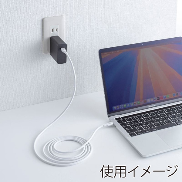 サンワサプライ USB2.0 Type-C シリコンケーブル 2m ホワイト KU-CCPES20W 1個（ご注文単位1個）【直送品】