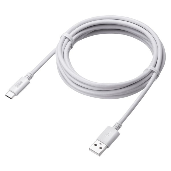 サンワサプライ USB2.0 TypeC-Aケーブル 3m ホワイト KU-CA30W 1個（ご注文単位1個）【直送品】