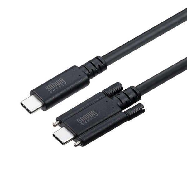 サンワサプライ USB Type-C 20Gbps対応ケーブル デュアルスクリューロック 2m KU-20GCCPEDSL20 1個(ご注文単位1個)【直送品】