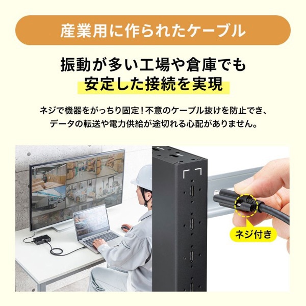 サンワサプライ USB Type-C 20Gbps対応ケーブル シングルスクリューロック 2m KU-20GCCPESSL20 1個（ご注文単位1個）【直送品】