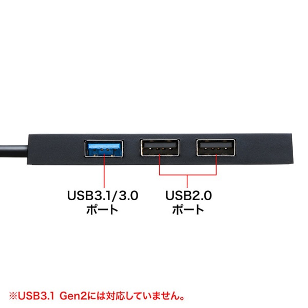サンワサプライ USB Type-C コンボハブ 4ポート ブラック USB-3TCH7BK 1個（ご注文単位1個）【直送品】