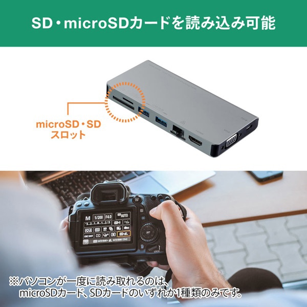 サンワサプライ USB Type-C ドッキングハブ HDMIポート/VGAポート USB-3TCH13S2 1個(ご注文単位1個)【直送品】