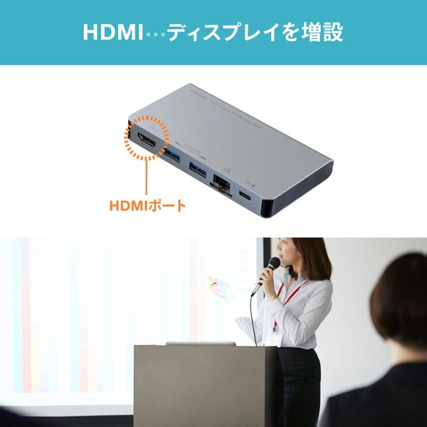 サンワサプライ USB Type-C ドッキングハブ HDMIポート／LANポート USB-3TCH15S2 1台（ご注文単位1台）【直送品】