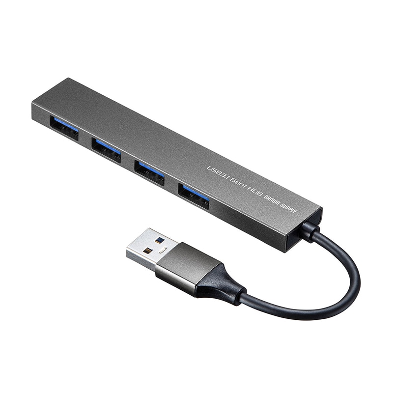 サンワサプライ USB3.2 Gen1 4ポート スリムハブ USB-3H423SN 1個(ご注文単位1個)【直送品】