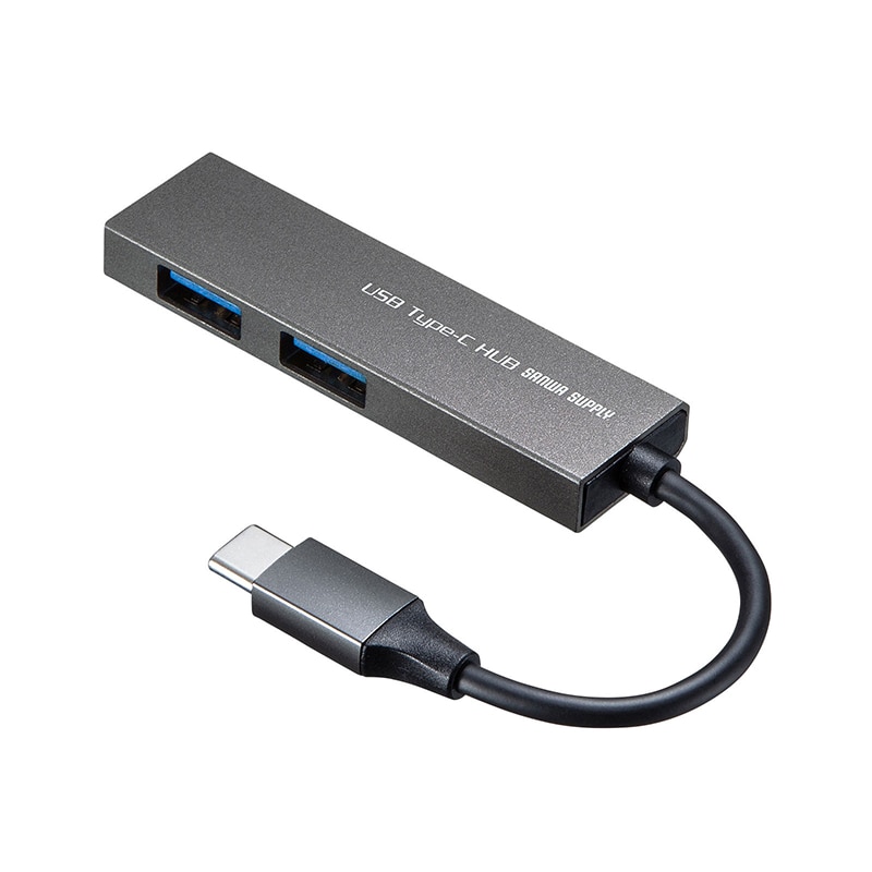 サンワサプライ USB Type-C 2ポート スリムハブ USB-3TCH24SN 1個(ご注文単位1個)【直送品】