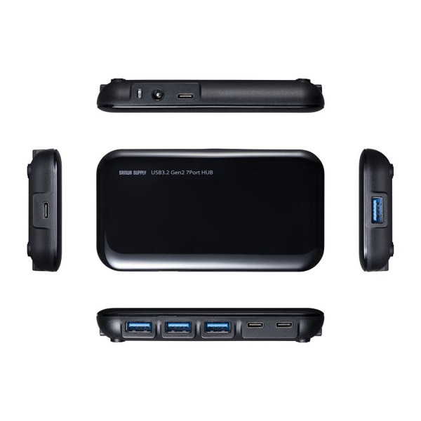 サンワサプライ USB Type-C 7ポートハブ 3.2Gen2対応 USB-3TCH38BK 1個（ご注文単位1個）【直送品】
