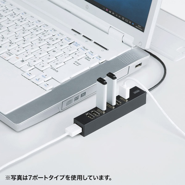 サンワサプライ USB2.0ハブ 10ポート 面ファスナー付き USB-2H1001BKN 1個（ご注文単位1個）【直送品】