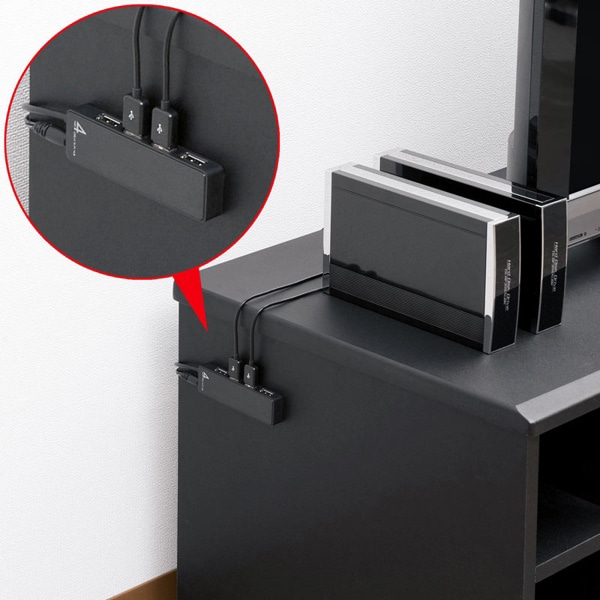 サンワサプライ USB2.0ハブ 面ファスナー付き 4ポート USB-HTV410BKN2 1個（ご注文単位1個）【直送品】