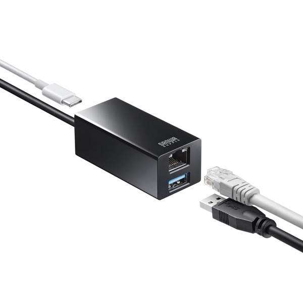 サンワサプライ USB Type-C ギガビットLANアダプタ ハブ付き USB-3TCH33BK 1個（ご注文単位1個）【直送品】