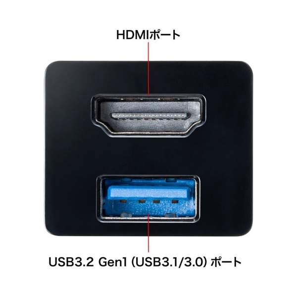 サンワサプライ USB Type-C HDMI変換アダプタ ハブ付き USB-3TCH35BK 1個（ご注文単位1個）【直送品】
