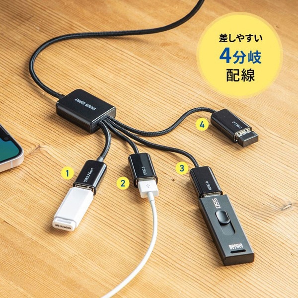 サンワサプライ USB3.2Gen1／USB2.0 コンボハブ USB-3H436BK 1個（ご注文単位1個）【直送品】